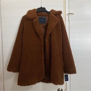 NWT Lucky Brand Faux Shearling Snap Button Coat